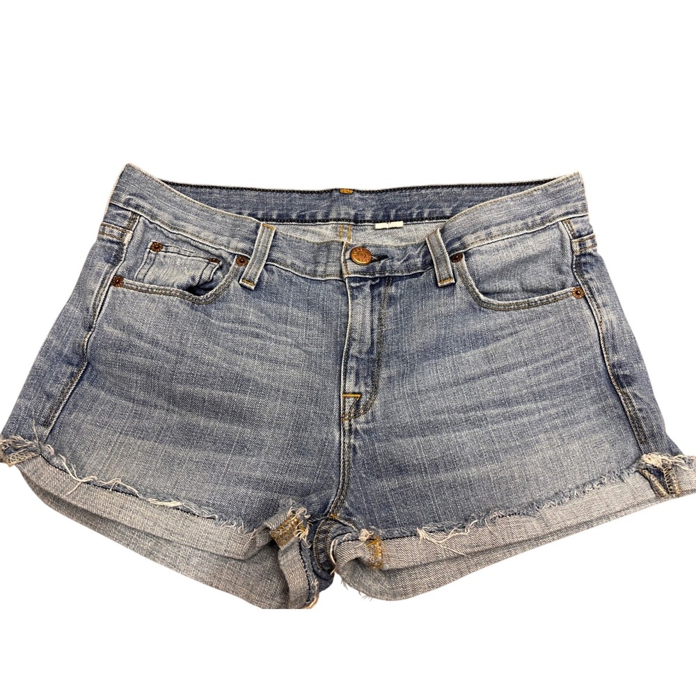 J.Crew Womens Light Wash Denim Cut Off Shorts Raw Hem Size 27 Blue Cotton